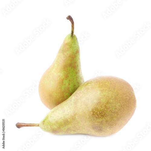 Two green pears composition isolated