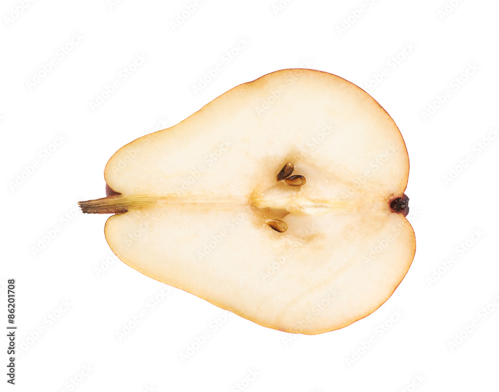 Fototapeta premium Red pear cut in half isolated