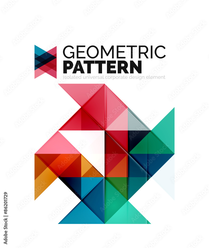 Geometric triangle mosaic pattern element isolated on white Geometric triangle mosaic pattern element isolated on white