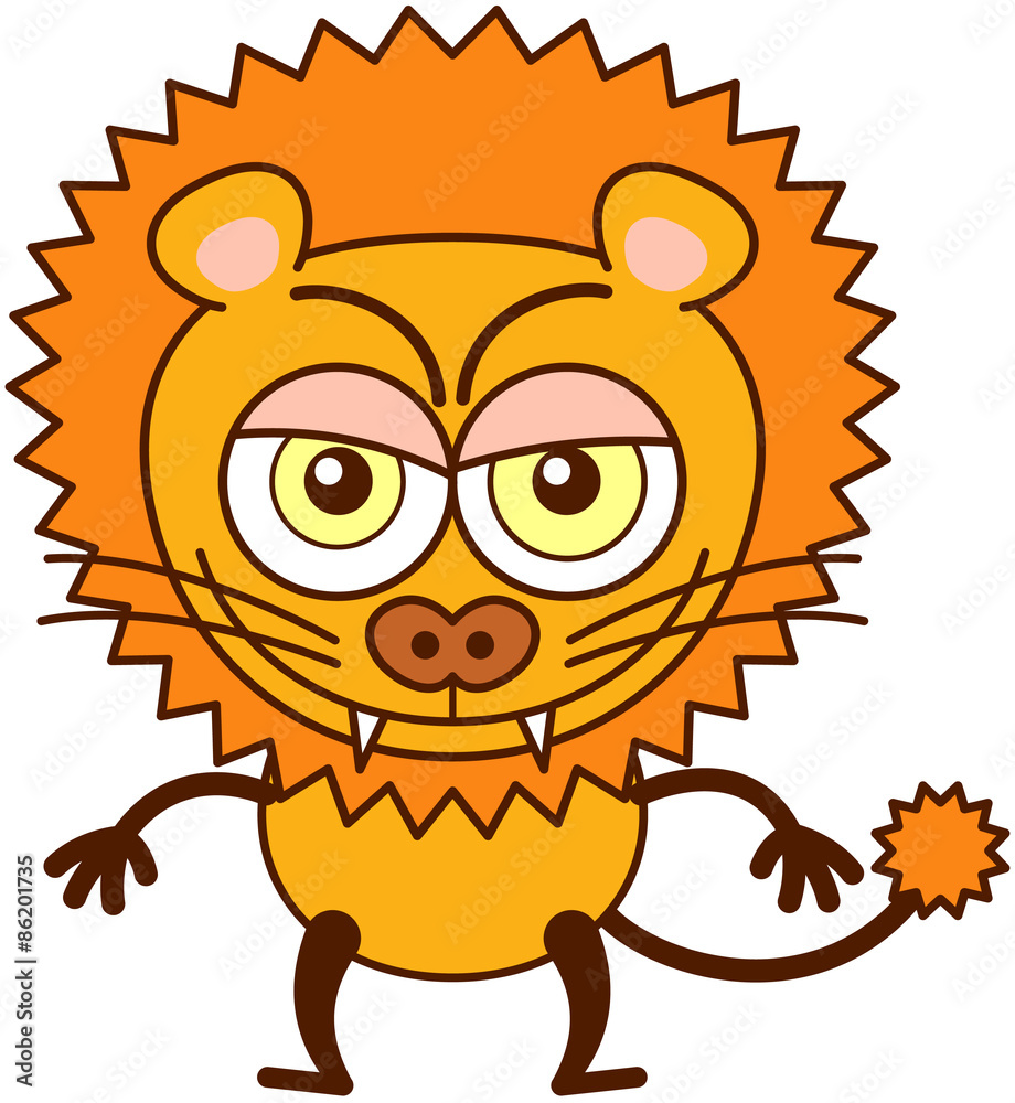 Cute lion showing a disquieting naughty mood
