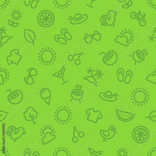 Summer and Vacation Green Seamless Pattern