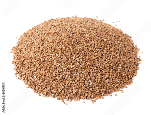 Pile of buckwheat seeds isolated