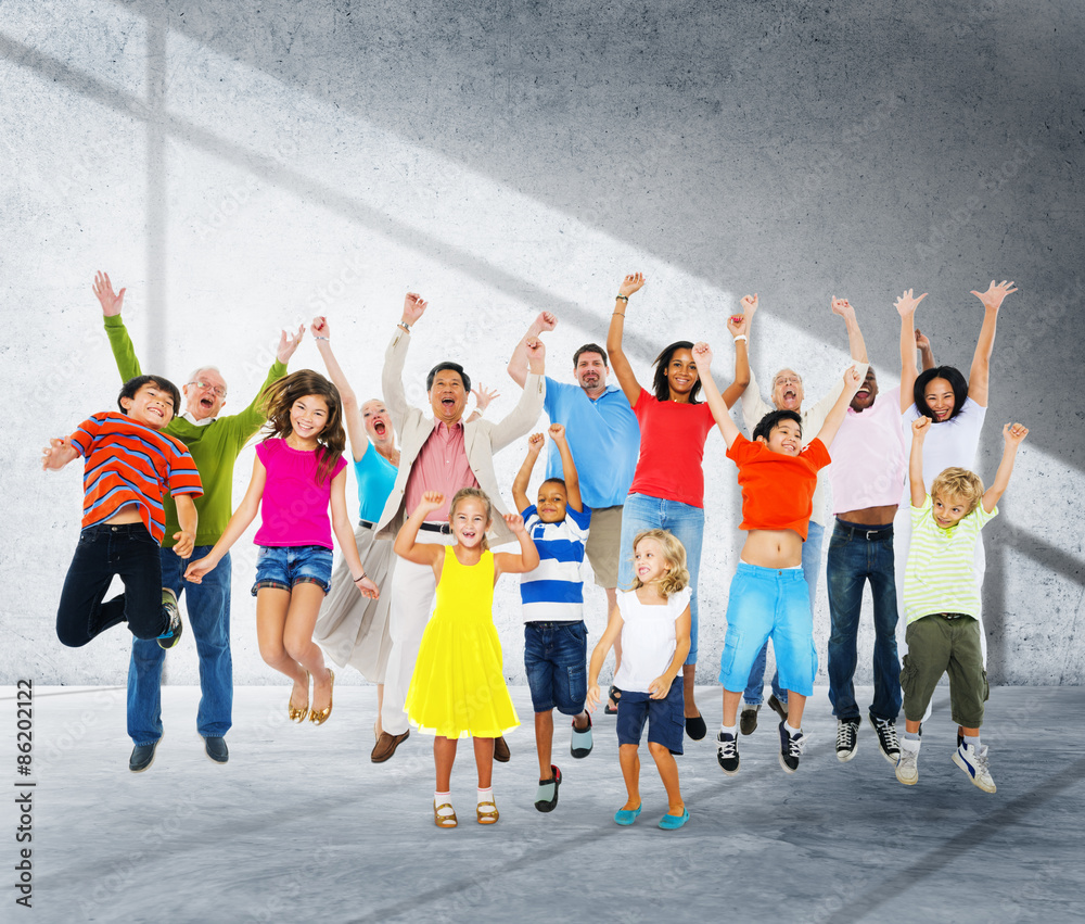 Fototapeta premium Children Celebration Jumping Ecstatic Happiness Concept