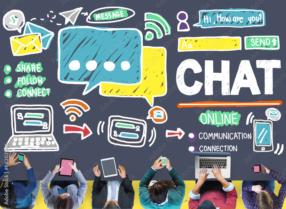 Fototapeta premium Chat Chatting Communication Social Media Internet Concept