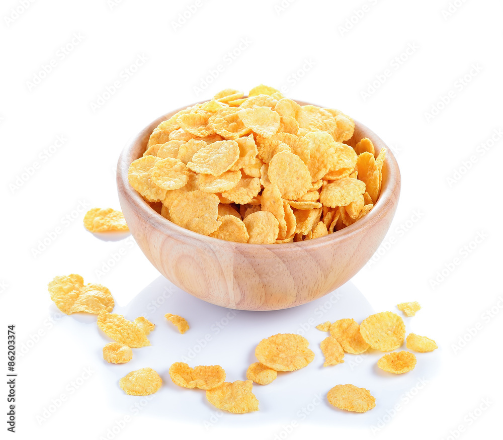 Corn flakes on white background Corn flakes on white background