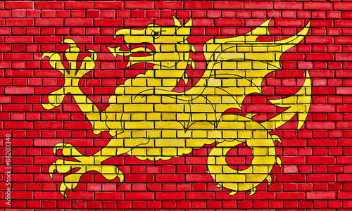 flag of Wessex painted on brick wall