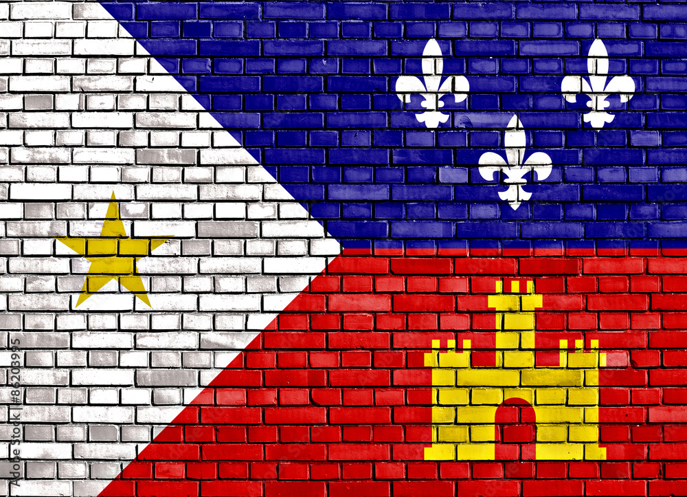 flag of Acadiana painted on brick wall