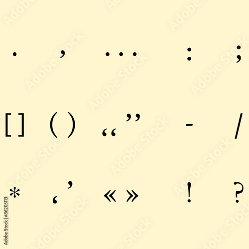 set of different punctuation marks on krasifom background. vecto photo