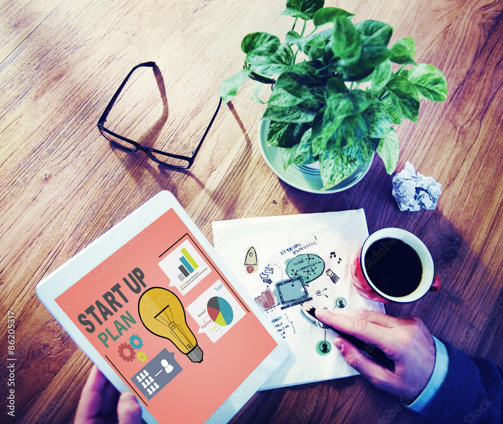 Naklejka premium Startup Goals Growth Success Plan Business Concept