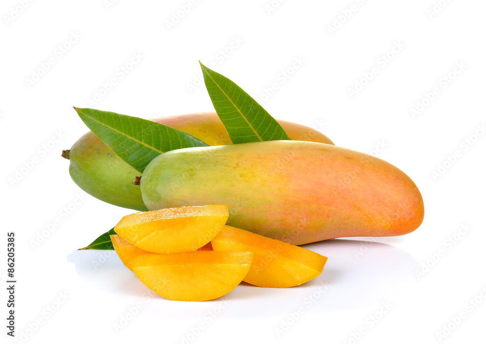 ripe mango on white background