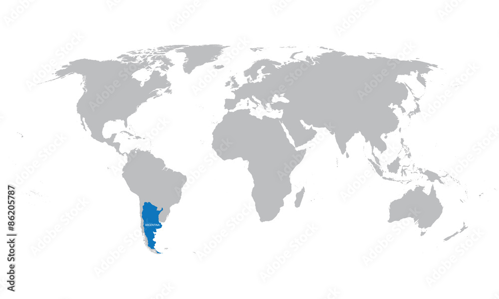 world map with indication of Argentina