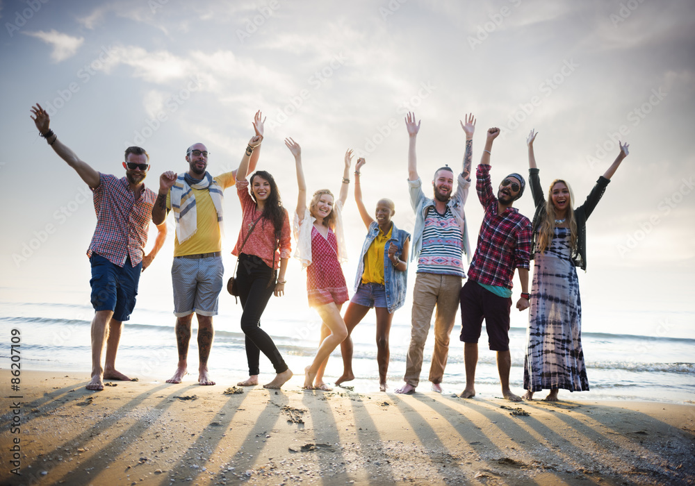Obraz premium Friendship Freedom Beach Summer Holiday Concept