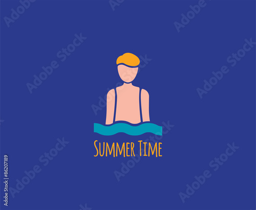 Abstract vector elements. Summer man in sea waves logo template