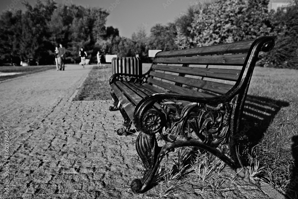 Park bench autumn urban landscape recreation Park bench autumn urban landscape recreation
