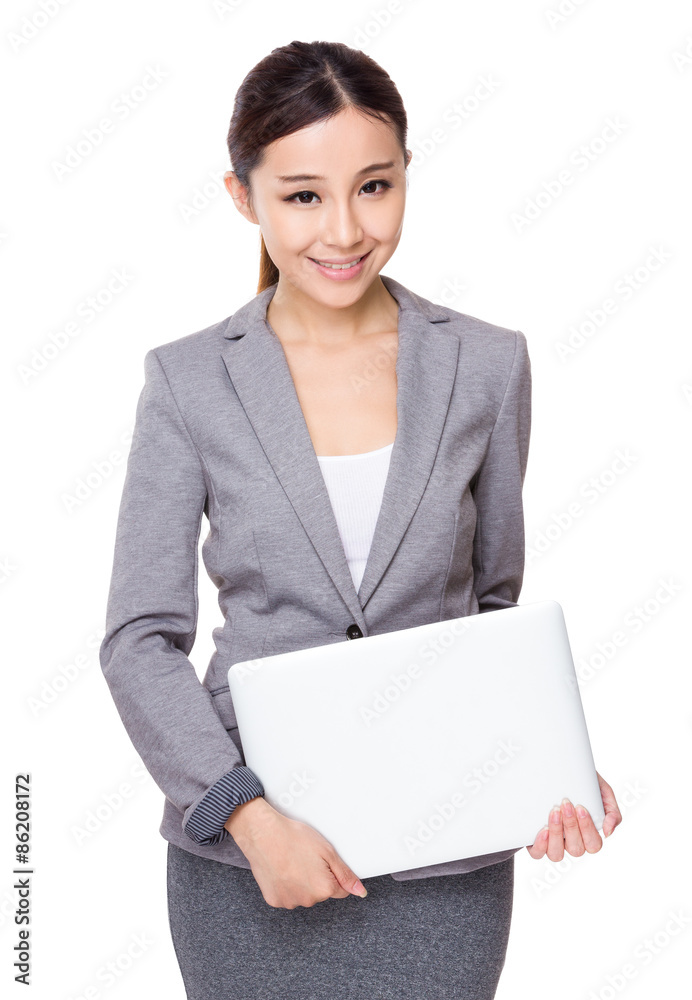Businesswoman hold with laptop computer Businesswoman hold with laptop computer