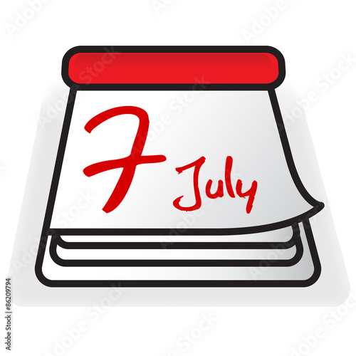 Illustration with July 7 written in spanish San Fermin calendar vector