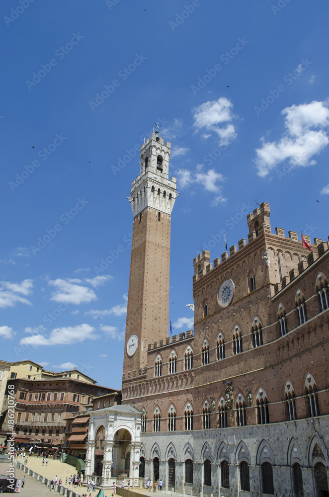 Siena Palio Tuscan medieval tower