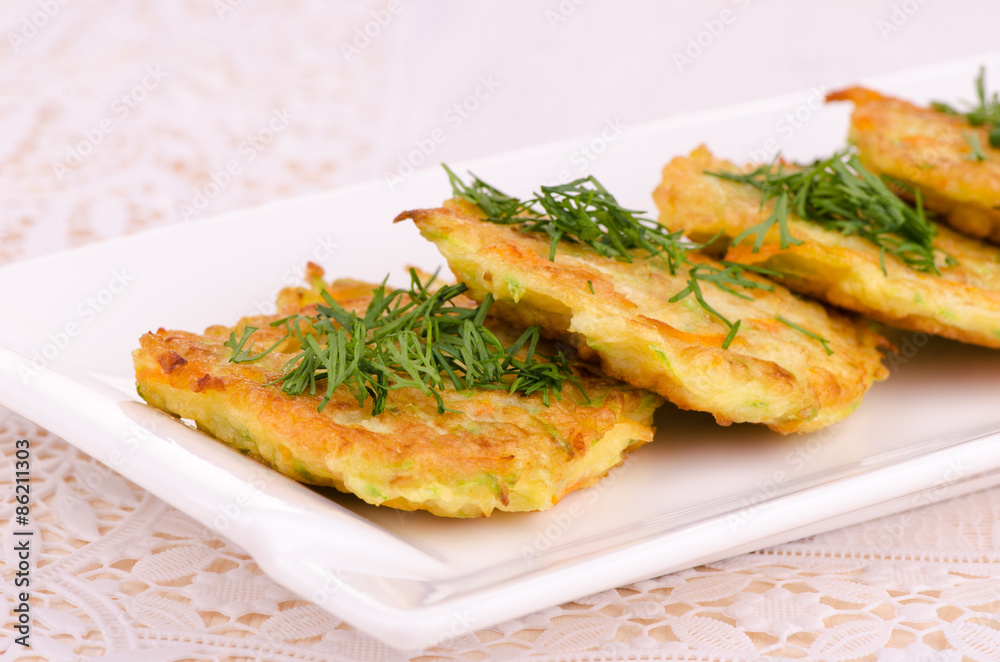 vegetable fritters of zucchini