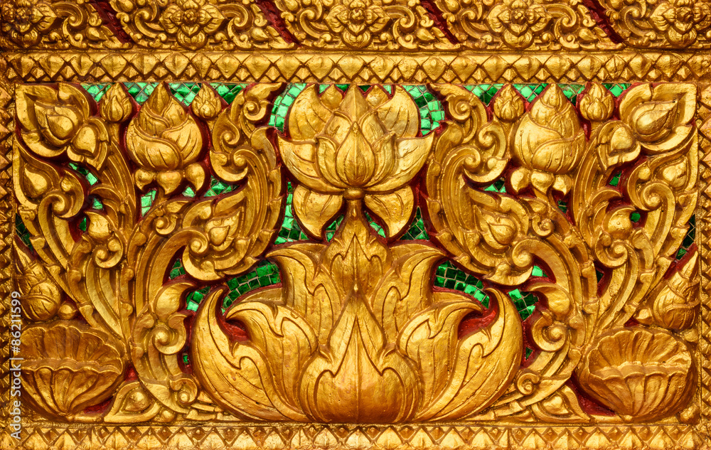 gold lotus thai painting