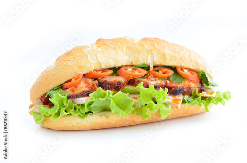 Banh mi on white background