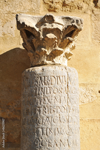 Miliario romano en la Mezquita de Córdoba, Andalucía, España photo