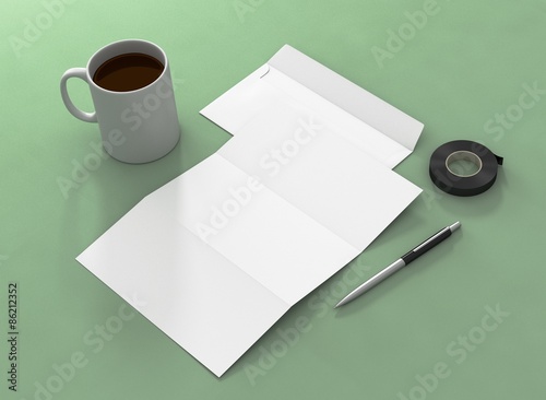 Briefpapier Kuvert Vorlage Kugelschreiber Kaffee