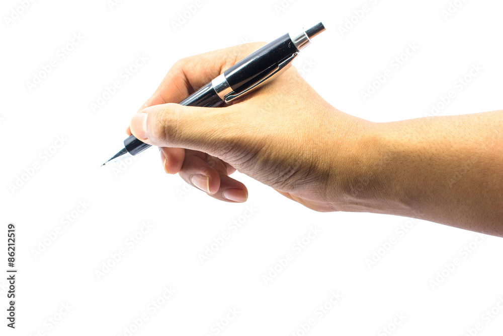 hand with pen isolated on white background hand with pen isolated on white background