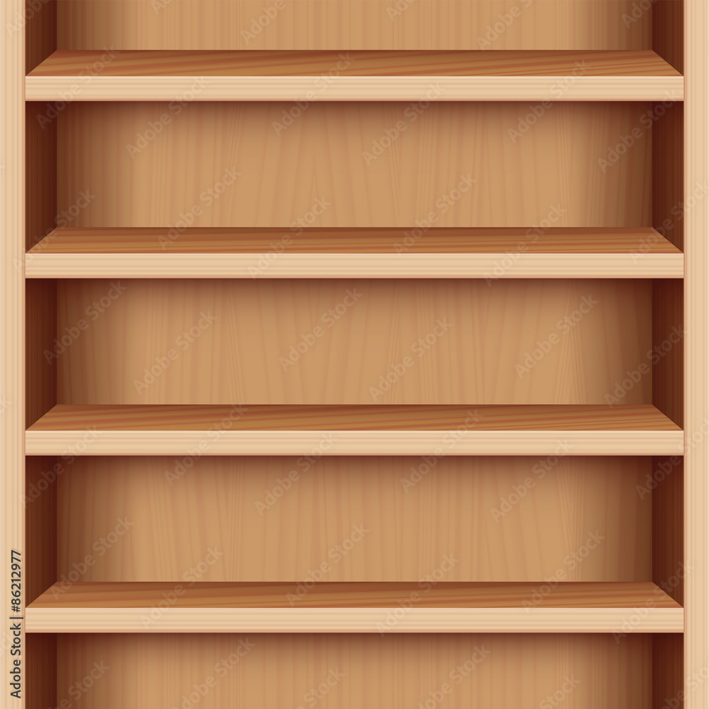 Book case with wood grain - can be endlessly extended upwards and downwards. Vector illustration. Book case with wood grain - can be endlessly extended upwards and downwards. Vector illustration.