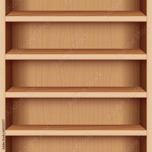 Book case with wood grain - can be endlessly extended upwards and downwards. Vector illustration.