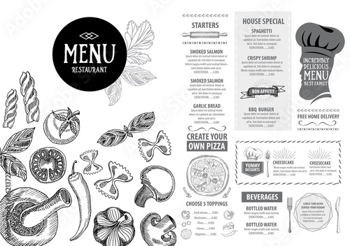 Restaurant cafe menu, template design. Food flyer.
