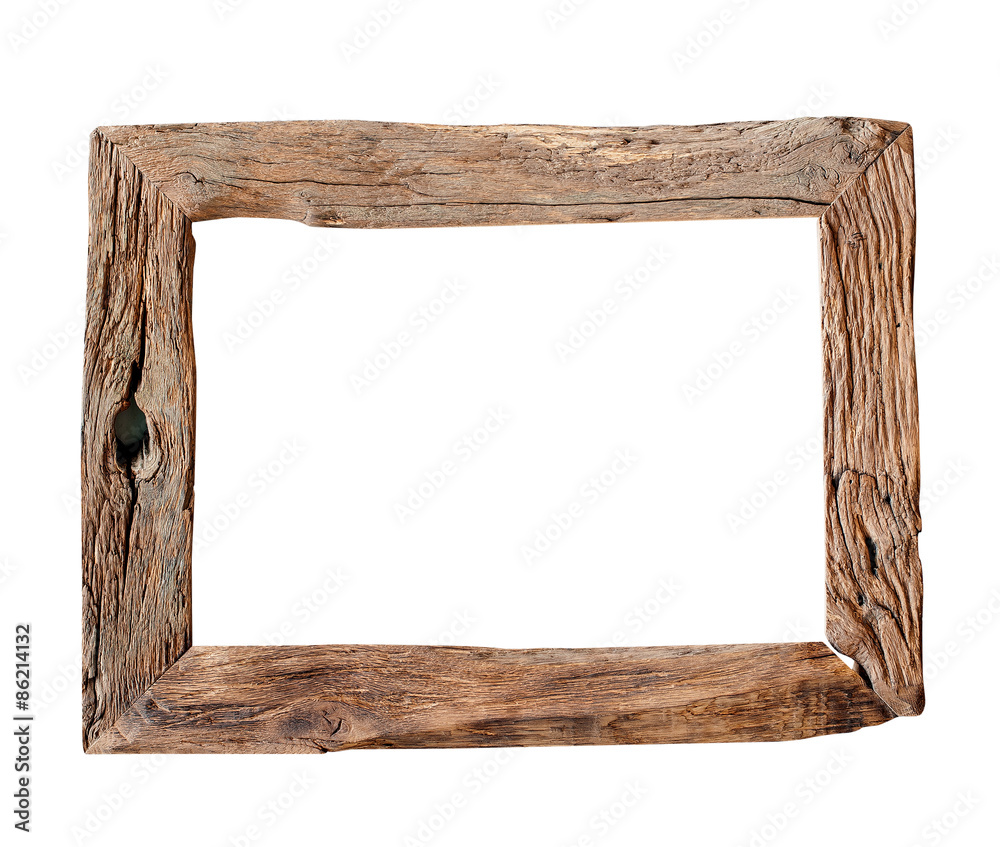 Wooden Frame / Rustic wood frame isolated on the white background with ...