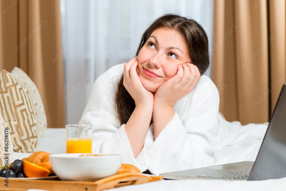 dreamy look beautiful girl on the bed dreamy look beautiful girl on the bed