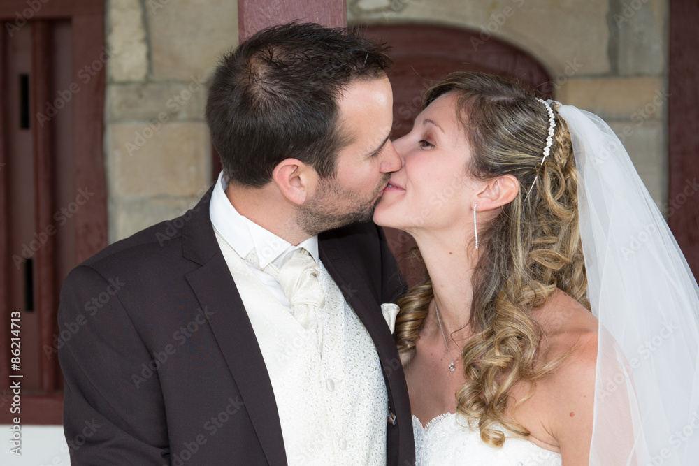 Groom and bride outside happy and in love Groom and bride outside happy and in love