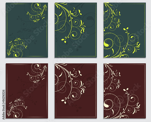 Collection of commercial leaflets and templates with natural patterns