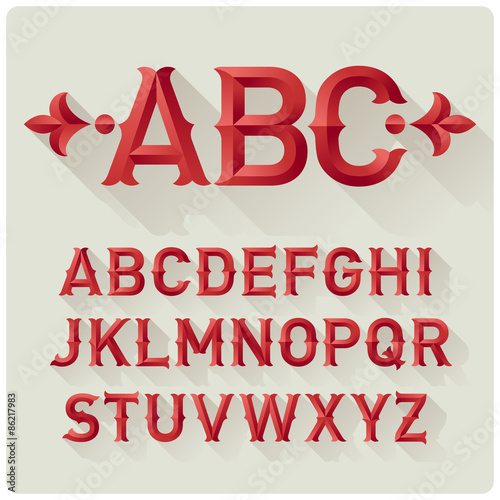 Elegant retro style red font set