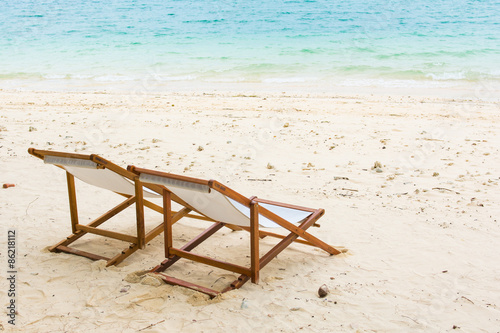 beach chair on the beach at Naka Noi Island, Phuket