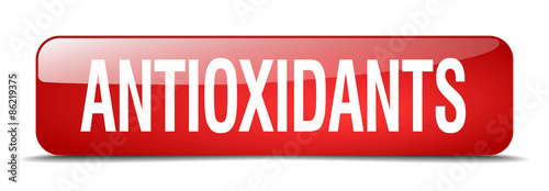 antioxidants red square 3d realistic isolated web button