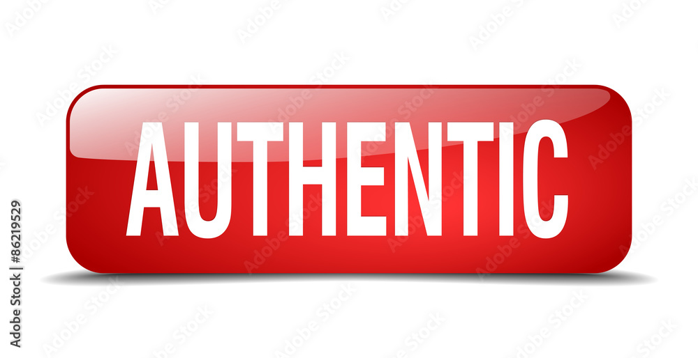 authentic red square 3d realistic isolated web button authentic red square 3d realistic isolated web button