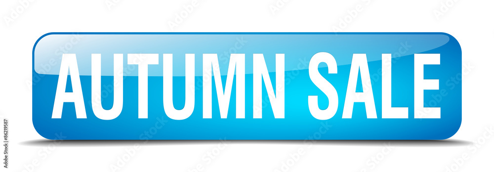 autumn sale blue square 3d realistic isolated web button autumn sale blue square 3d realistic isolated web button