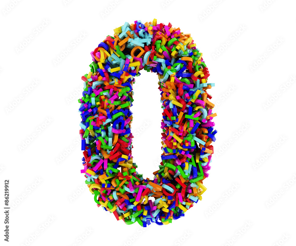 Render number 0 made up of letters Render number 0 made up of letters
