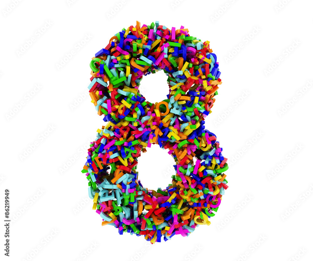 Render number 8 made up of letters Render number 8 made up of letters