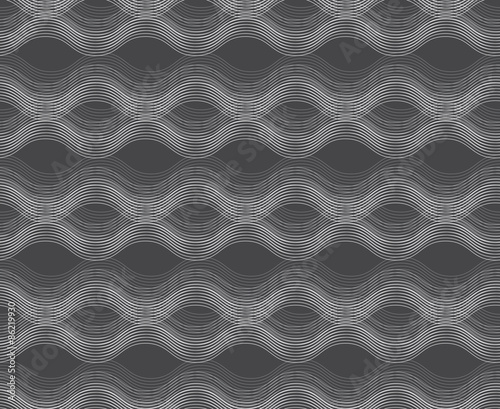 Repeating ornament horizontal wavy lines on gray