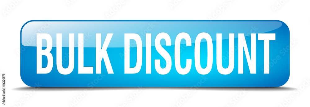 bulk discount blue square 3d realistic isolated web button bulk discount blue square 3d realistic isolated web button