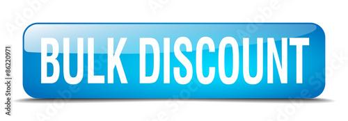 bulk discount blue square 3d realistic isolated web button