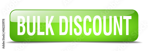 bulk discount green square 3d realistic isolated web button