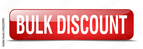 bulk discount red square 3d realistic isolated web button