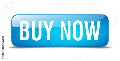 buy now blue square 3d realistic isolated web button