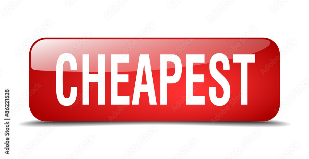 cheapest red square 3d realistic isolated web button cheapest red square 3d realistic isolated web button