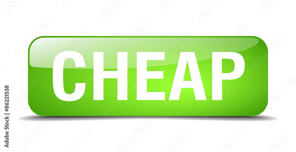 cheap green square 3d realistic isolated web button cheap green square 3d realistic isolated web button