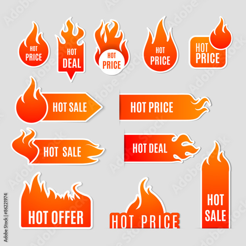 Fire Sale Flat Icon Set photo